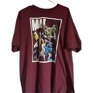 Marvel Men's Burgundy Red Pullover Casual Short Sleeves T-Shirt Size 2X